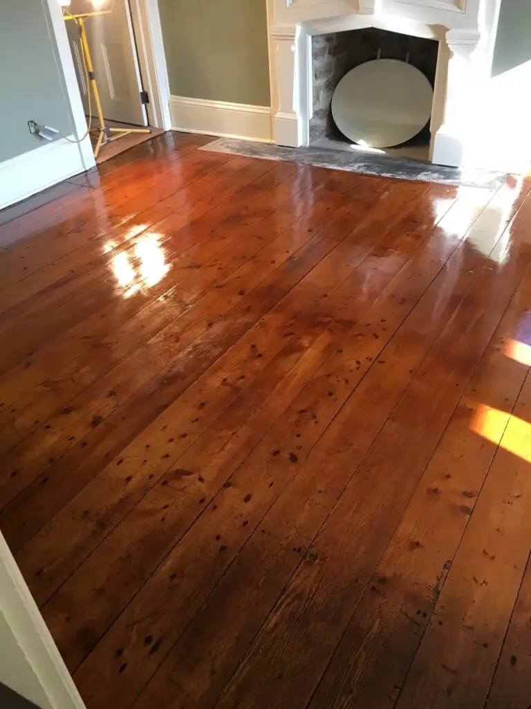 Wide Plank Pine Floor Restoration in Chester